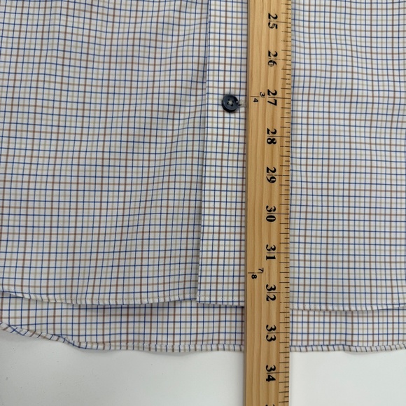 Lorenzo Uomo Dress Shirt Men 17.5 NEW White Trim Fit Check Button Up Long Sleeve - Picture 12 of 13